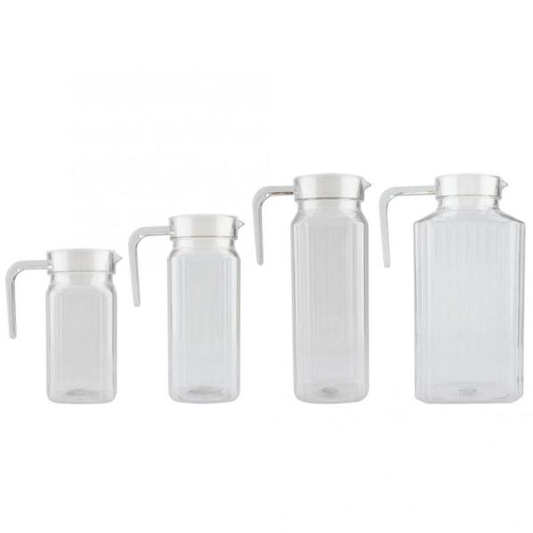 

water bottles glass acrylic transparent juice bottle striped ice cold jug with lid for bar home shaker