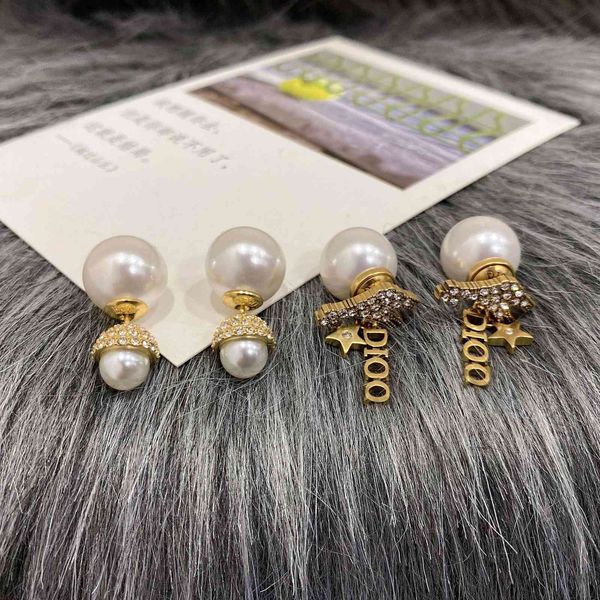 

design jewelry new letter pearl earrings in 2021 2011, Golden