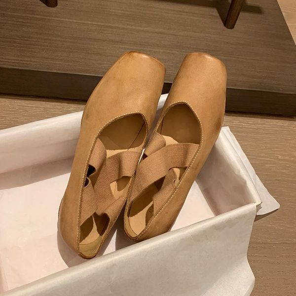 

dress shoes ma wang 2021 retro dancing leather handmade casual soft sole ballet, Black