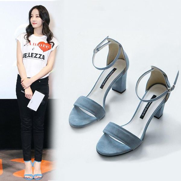 

female sandals high heels autumn flock pointed toe women summer shoes woman large size, Black