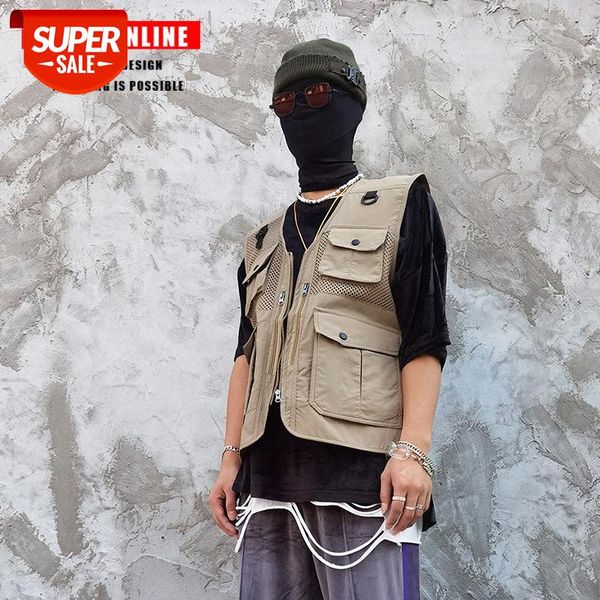 

tkpa men's and women's outdoor multi-bag functional tactical vest hip-hop rap collocation loose fried street #9q1j, Black;brown