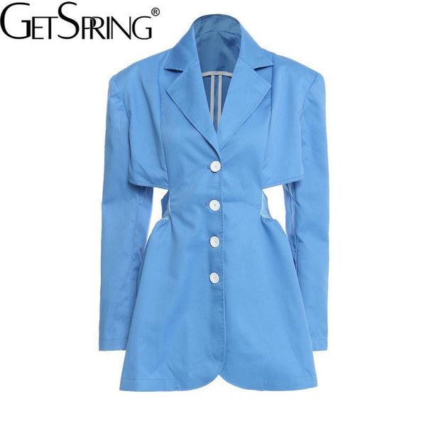 

women's suits & blazers getspring women blazer backless hollow out single breasted long sleeve ladies suit coat loose woman jacket autu, White;black