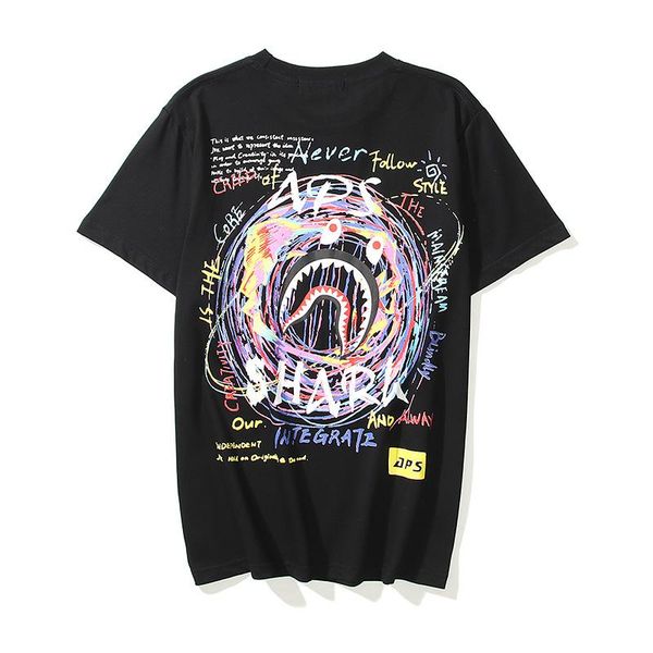 

men's t-shirts 2021 men summer cotton t-shirt couple color painting print tee high-quality t shirt short-sleeved casual tees, White;black