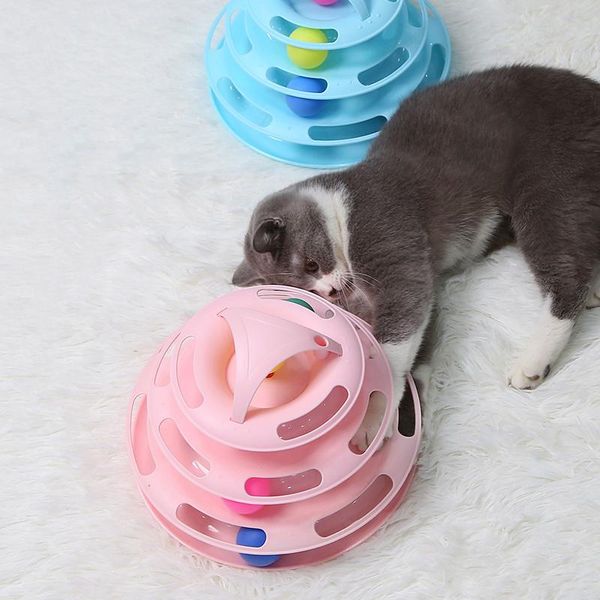 

cat toys toy accessories cute turntable ball interactive pets three layers teaser mouse pet kitten young supplies