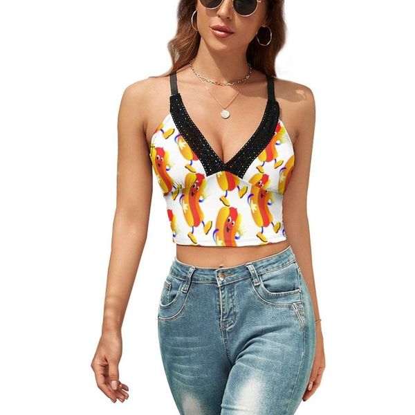 

women's tanks & camis cartoon tank street wear girl basic camisole workout lace print crop, White