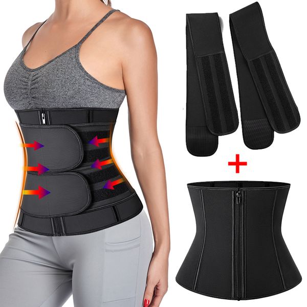 

neoprene waist trainer corset body shaper detachable trimmer slimming belt women long torso sheath sweat shapewear belly shapers