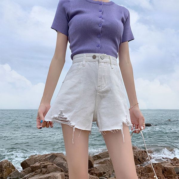 

shorts women's new summer fashion high waist slim loose wide leg a-line pants, White;black