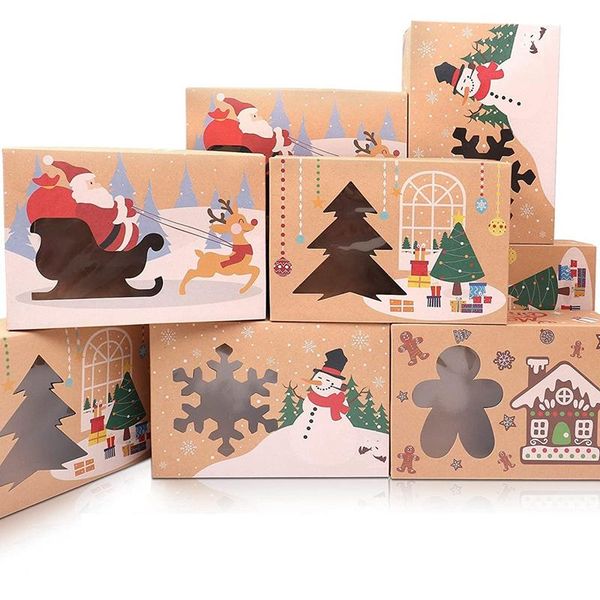 

gift wrap christmas cookie boxes with clear window, xmas baking boxes, bakery for giving