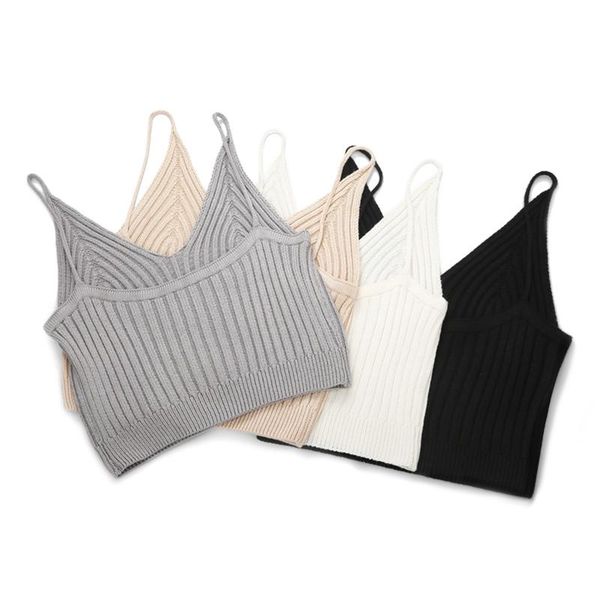 

women's tanks & camis 2021 fashion womens summer sleeveless cotton bustier unpadded bandeau bra vest crop seamless high quality, White