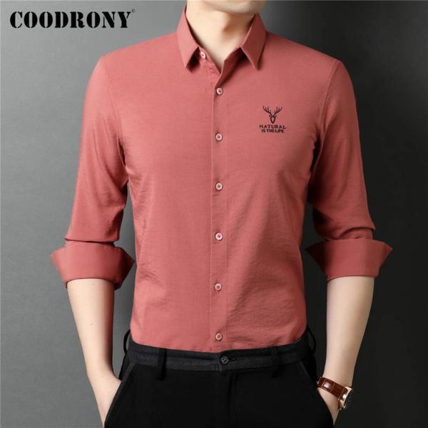 

men's casual shirts coodrony brand spring autumn arrival social dress business slim fit long sleeve shirt men clothing c6120, White;black
