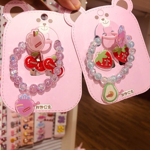 

children's crystal bracelet girl's bracelet princess headdress baby set, Red;brown