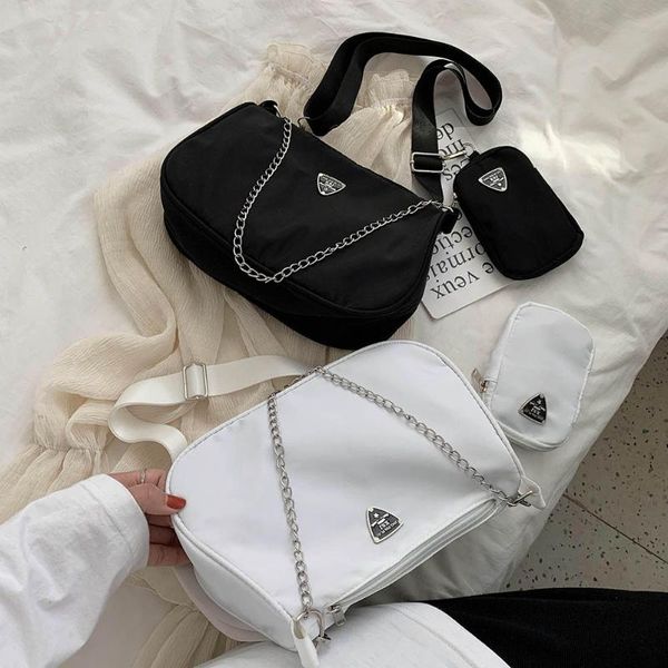

storage bags 1pcs nylon casual shoulder handbag women ladies solid color messenger crossbody composite tote