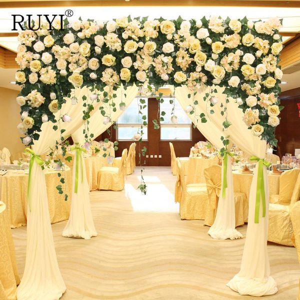 

decorative flowers & wreaths customize curtain flower row artificial rose leaves mix wedding stage backdrop wall decoration party window sil