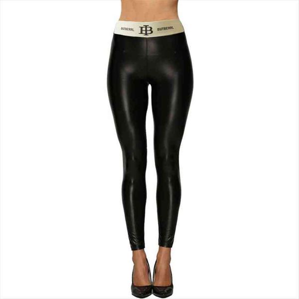 

high waist faux leather women legging black shiny pants stretchy plus size trousers