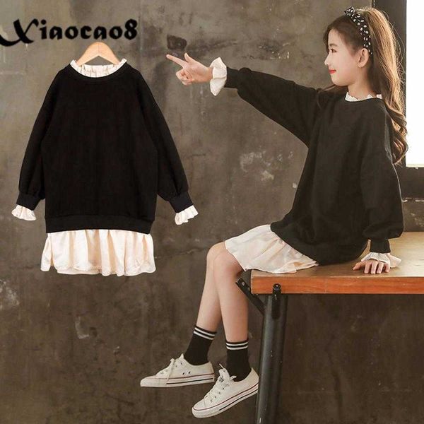 Abito a maniche lunghe per ragazze autunnali Bambini Bambini Abiti da principessa per ragazze Adolescenti Adolescente Carino Casual Dress Bambini Vestiti Vestidos Q0716