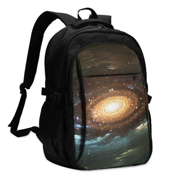

backpack usb charge women space spiral galaxy and stars student letters print school bag teenager girls