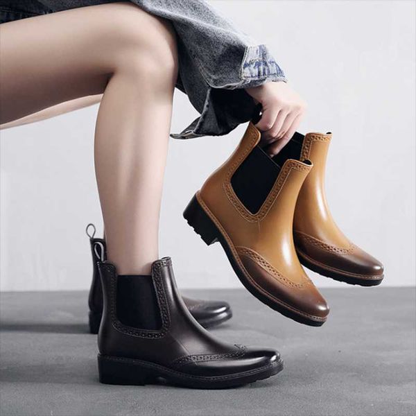 

boots [gogd] galochas de chuva mulher botas lluvia mujer rain women rubber, Black