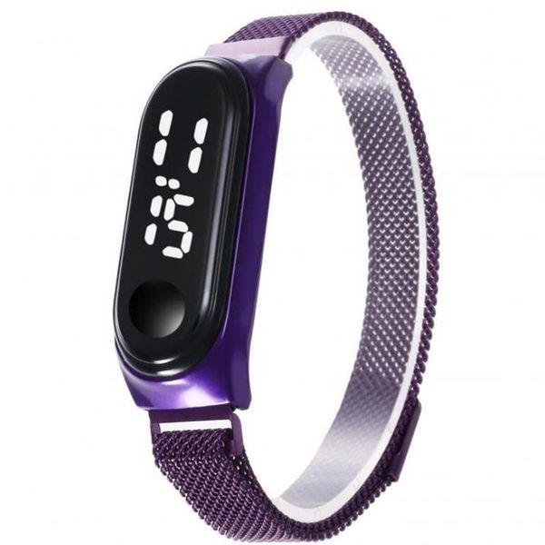 

wristwatches waterproof mens watches fashion magnet buckle led touch screen wristwatch magnetic belt male clock relogio masculino, Slivery;brown