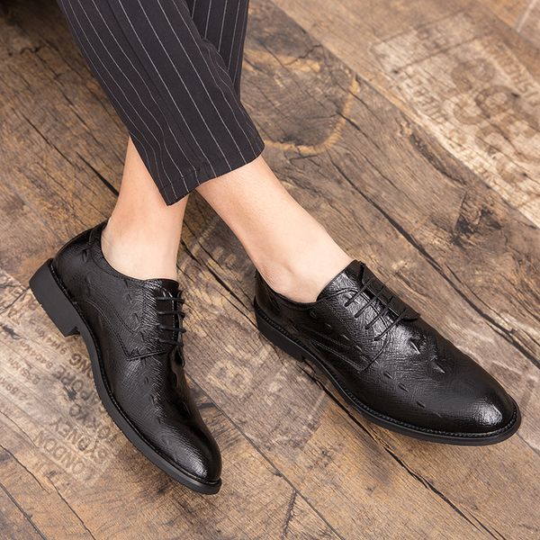 

business luxury oxford shoes men breathable leather shoes formal dress shoes male office party wedding mocassins zapatos, Black