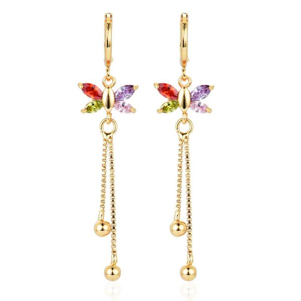 

dangle & chandelier fashion gold color earrings long tassel butterfly drop cz stone women girls jewelry, Silver
