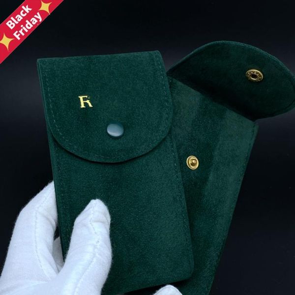 

watch boxes & cases super fiber bag for single brown thick packing jewellry gift box protect green bags, Black;blue