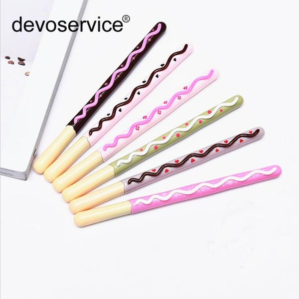 

2pcs/lot chocolate cookies gel pens kawaii cute stick card pen black ink for school writing office supplies stationery gifts ballpoint, Blue;orange