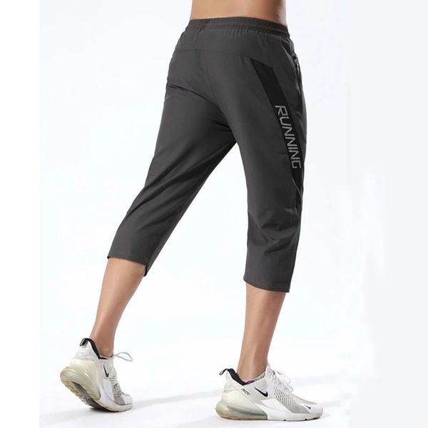 

running pants jogging men's shorts 3/4 sports gym clothes fitness workout tennis basketball soccer training leggings, Black;blue