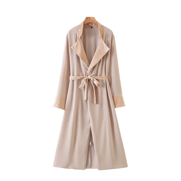 

women's trench coats elegant women kaikh patchwork 2021 fashion ladies loose long streetwear female sashes chic girls, Tan;black