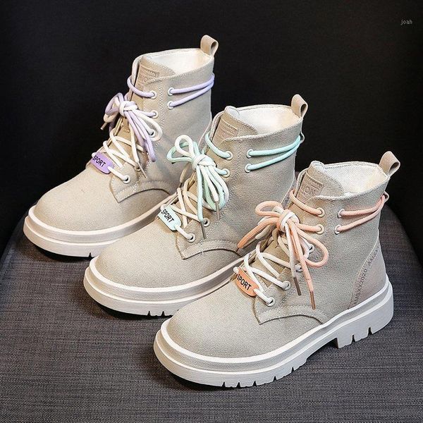 

boots 2021 winter women fashion platform chunky ankle brand ladies shoes luxury british style woman canvas sneakers1, Black
