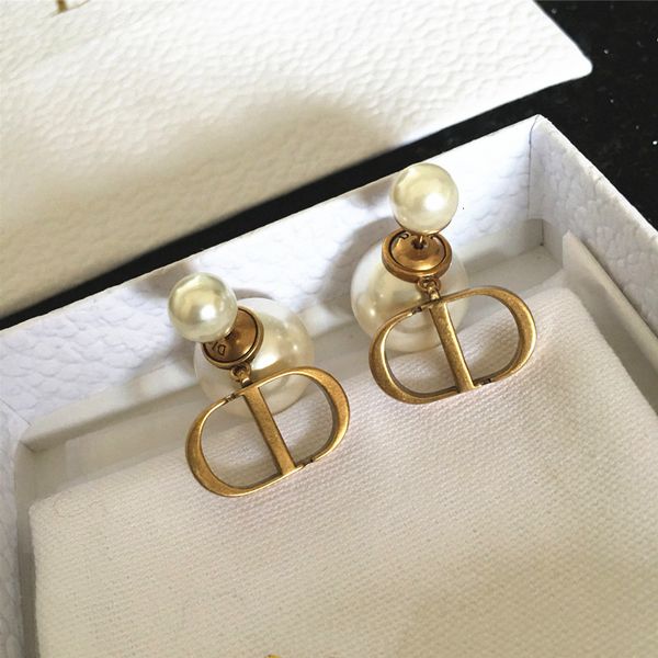 

earrings cuff stud baby same d home front and back pearl letter cd series brass used female, Golden