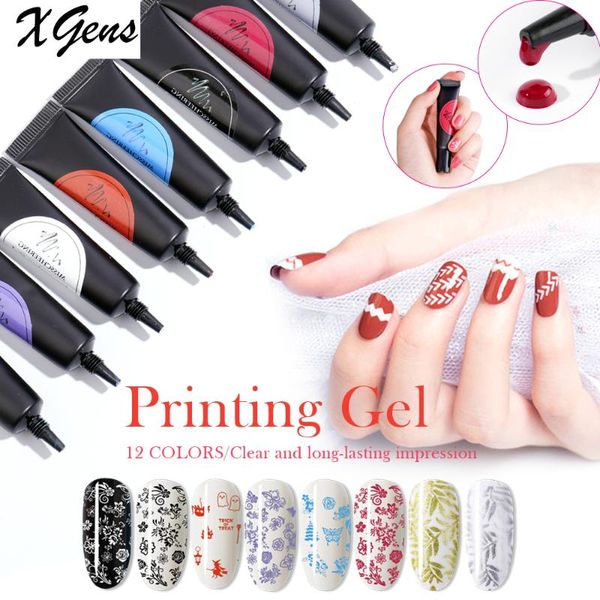 

nail gel xgens 8ml stamping polish black white stamp print oil uv plate soak off varnish for art, Red;pink