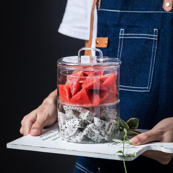 

storage bottles & jars transparent creative glass bowl for fruit dry food candy biscuits kitchen organizer simple design can