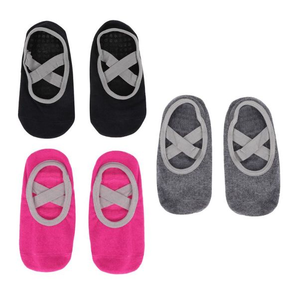 

womens yoga socks open back ballet cotton for pilates dance (black) sports