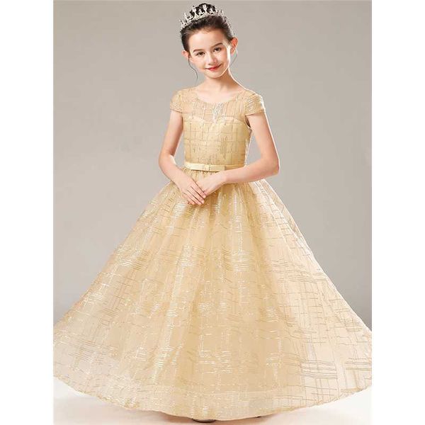 

girl's dresses evening dress champagne children's princess performance, Red;yellow