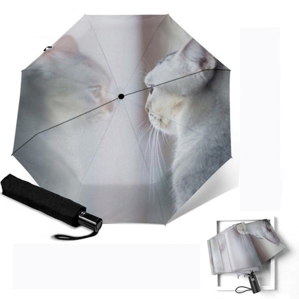 

umbrellas white cat sun umbrella rain women kitten sunscreen 3 folding kids guarda chuva anti-uv fashion paraguas parapluie