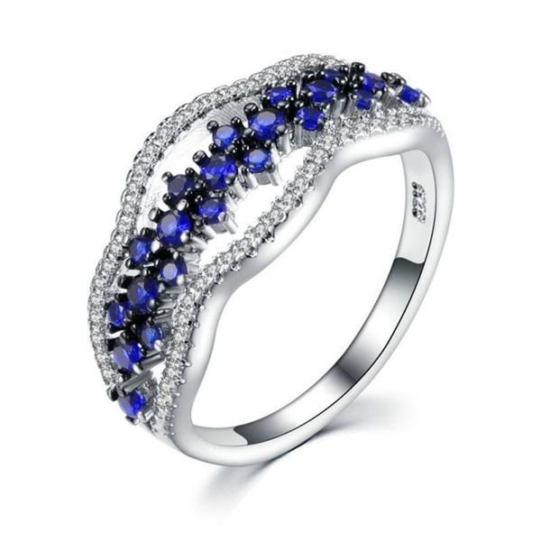 

wedding rings blue crystal women multi layer engagement ring silver fashion jewelry aros de plata ley, Slivery;golden