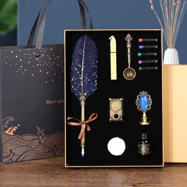 

fountain pens vintage calligraphy feather pen with wax seal stick/seal stamp birthday gifts