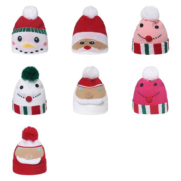 Cappelli natalizi per bambini Cappello lavorato a maglia da Babbo Natale Cappello invernale caldo con nappa Cartone animato Renna Berretto da bambina XD24865