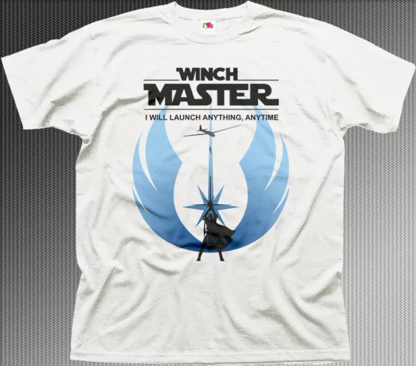 

winch master gliding glider soaring sailplane white printed cotton t-shirt 9946, White;black