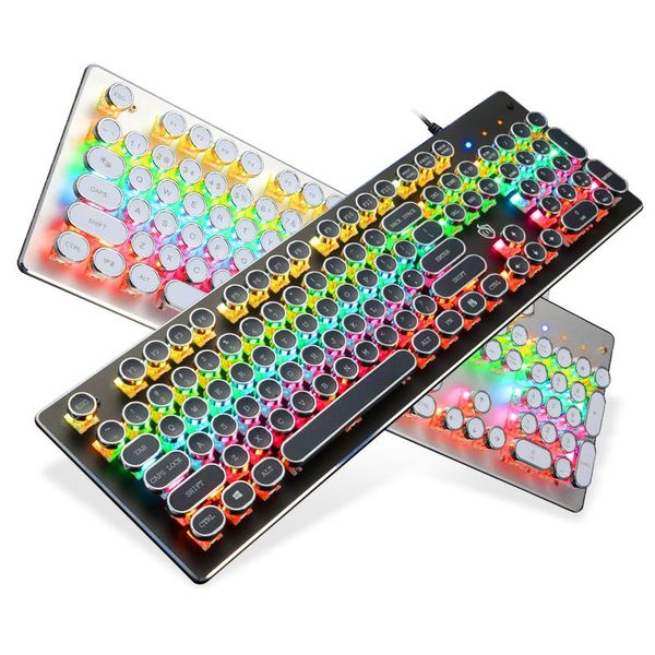 

steampunk real mechanical wired keyboard green axis internet cafe gaming retro keyboards