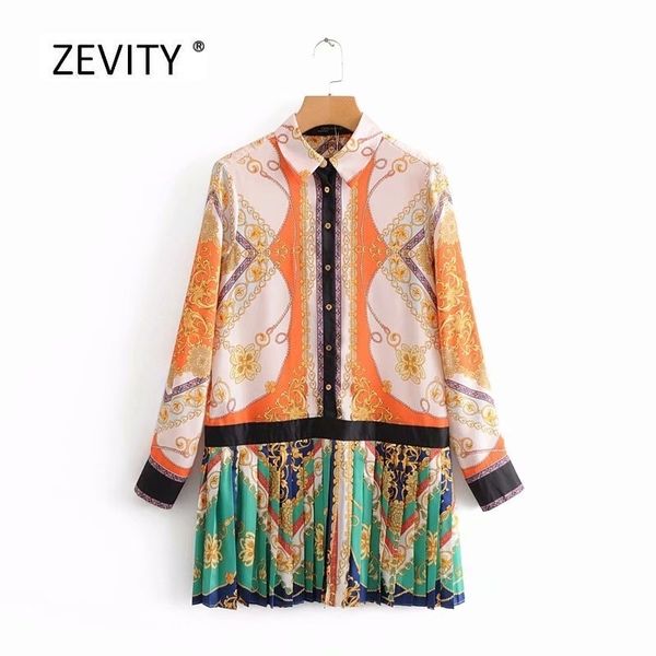 

women vintage color matching printing hem pleated mini dress ladies patchwork vestidos casual slim autumn dresses ds1222 210419, Black;gray