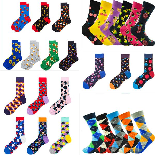 

eur40-46 cartoon mens socks 3d printed fruits geometric cheerleader sports multicolors stocking anime funny happy sock, Black