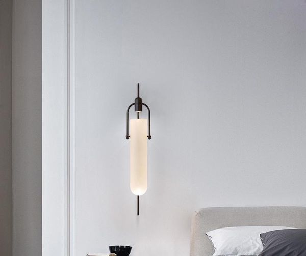 

wall lamps post-modern luxury copper lamp simple living room background stair road creative glass bedroom bedside lighting