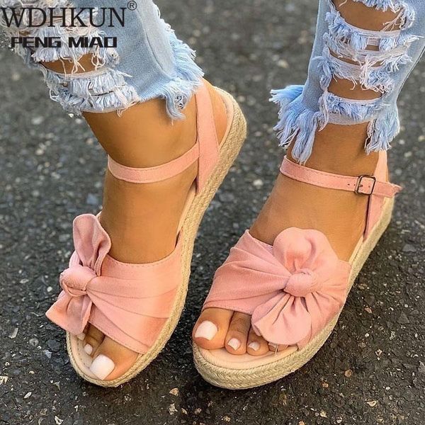 

sandals women casual 2021 summer shoes flats platform bowknot buckle strap fashion woman peep toe slippers, Black