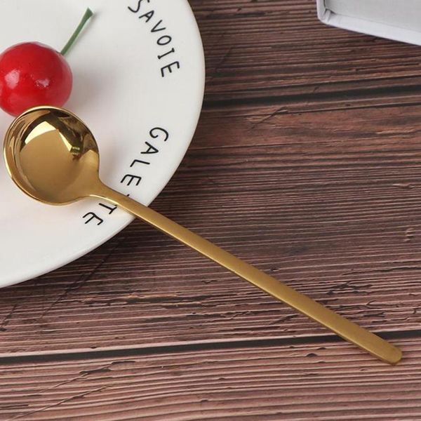 

spoons stainless steel tea stirring spoon titanium-plated ice coffee drinkware gold teaspoon cream dessert rose q3b0