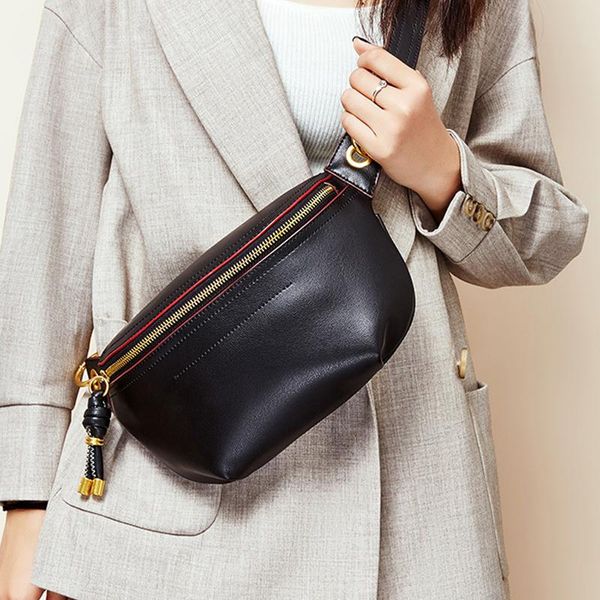 

ins korea fashion style woman bags genuine leather fanny packs for sport outdoor travel bag ladies girls waist