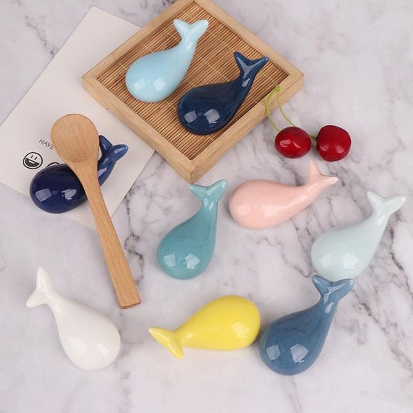 

chopsticks 1pcs cute whale ceramics spoon holder drag tableware decor