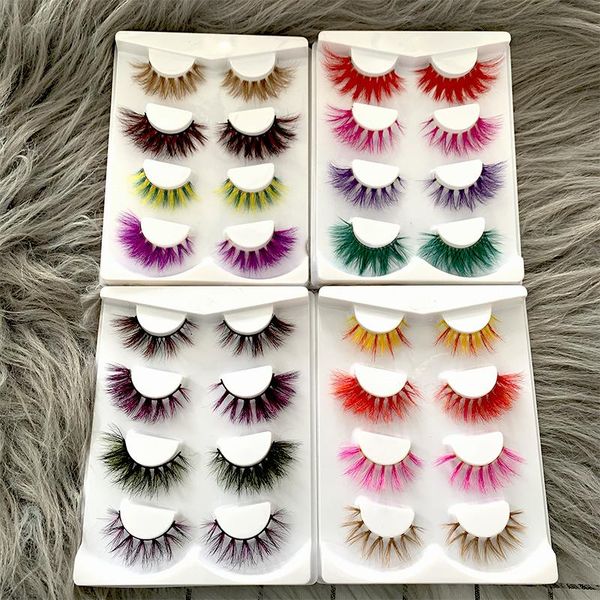 

mikiwi colorful lash multipack 4pairs red green transparent/black stem make up 15mm-25mm false eyelashes soft colored