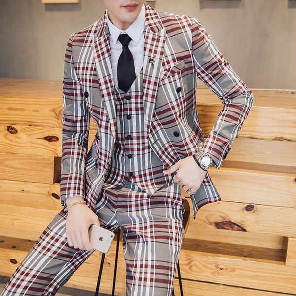 

men's suits & blazers most recent british suit jacket blazers men's designs fine set stage performance dress wedding plaid tuxedo, White;black