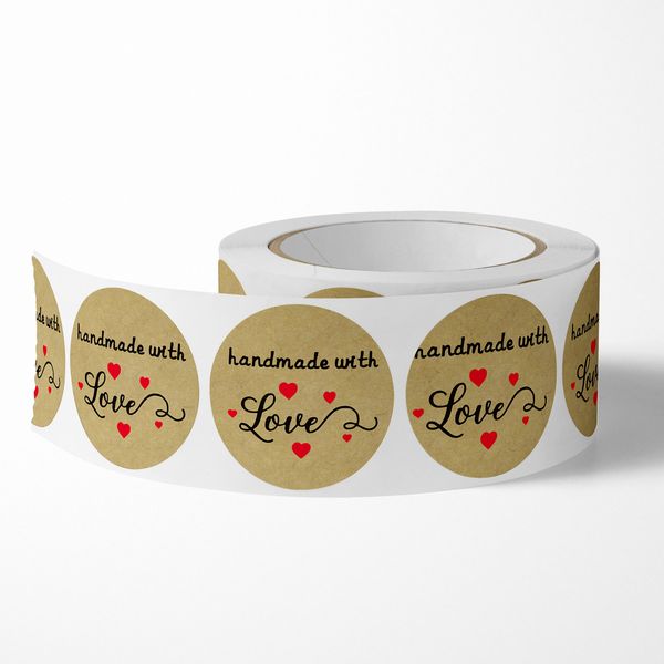 

kraft handmade with love stickers labels shopping small shop business stickers 1inch wholesale bulk 1222213